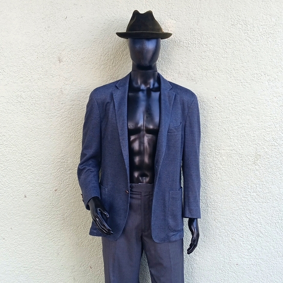 Q by Flynt Blazer Men's "Booth" (2) Button Navy Gray Unrestricted Luxury Blazer - Picture 12 of 16